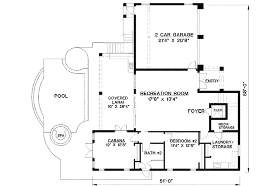 Floor Plan - Main Floor for European House Plan #27-254 - 5 bed, 4.5 bath