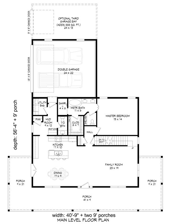 Dream House Plan - Floor Plan - Main Floor for Farmhouse House Plan #932-1253 - 4 bed, 2.5 bath