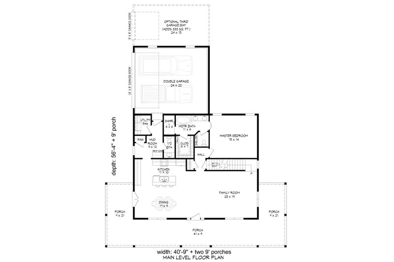 Home Plan - Floor Plan - Main Floor for Farmhouse House Plan #932-1253 - 4 bed, 2.5 bath