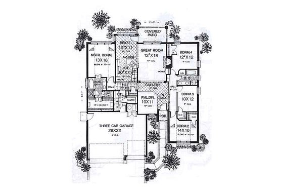 Floor Plan - Main Floor for Traditional House Plan #310-914 - 4 bed, 2 bath