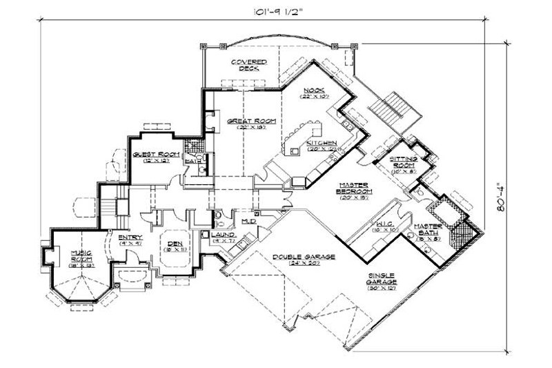 Home Plan - Floor Plan - Main Floor for European House Plan #5-333 - 5 bed, 5 bath