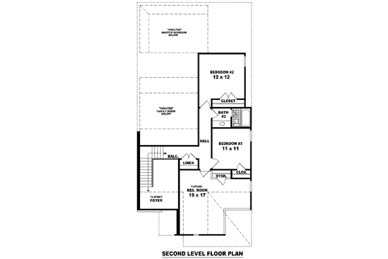 Floor Plan - Upper Floor for Traditional House Plan #81-13666 - 3 bed, 2.5 bath