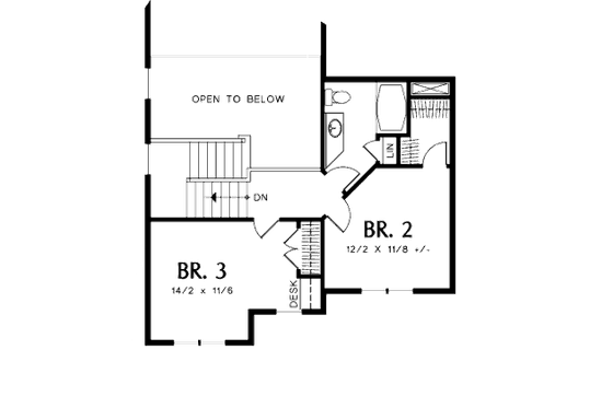 Floor Plan - Upper Floor for Craftsman House Plan #48-373 - 3 bed, 2.5 bath