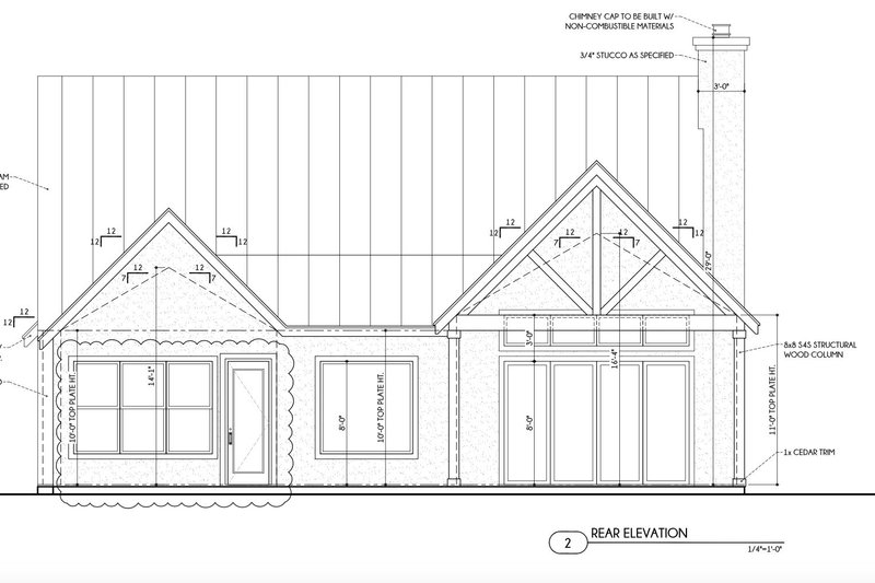 House Design - Exterior - Rear Elevation for Farmhouse House Plan #1110-8 - 3 bed, 3.5 bath