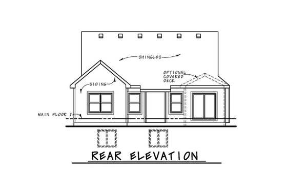 Exterior - Rear Elevation for Cottage House Plan #20-2387 - 5 bed, 3.5 bath