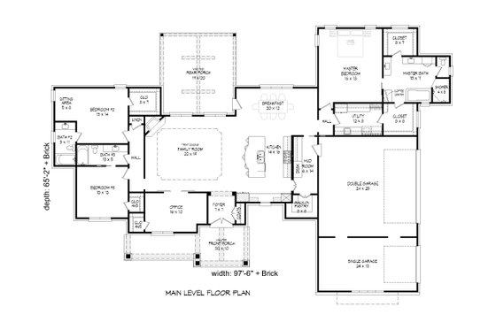 Floor Plan - Main Floor for Country House Plan #932-65 - 3 bed, 3 bath