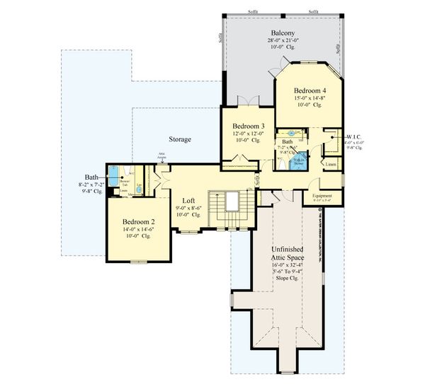 House Blueprint - European Floor Plan - Upper Floor Plan #930-517