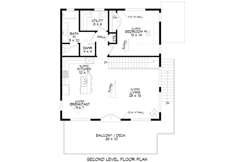 Home Plan - Floor Plan - Upper Floor for Southern House Plan #932-1005 - 3 bed, 2 bath