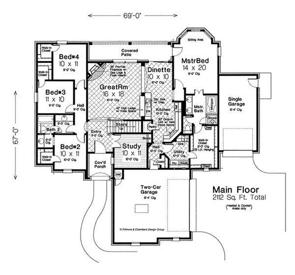 Architectural House Design - European Floor Plan - Main Floor Plan #310-1289