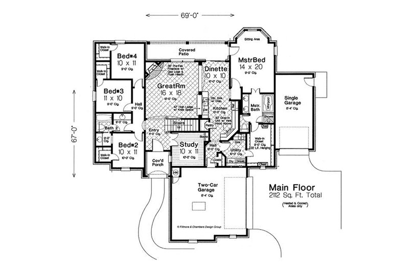 Architectural House Design - Floor Plan - Main Floor for European House Plan #310-1289 - 4 bed, 2.5 bath