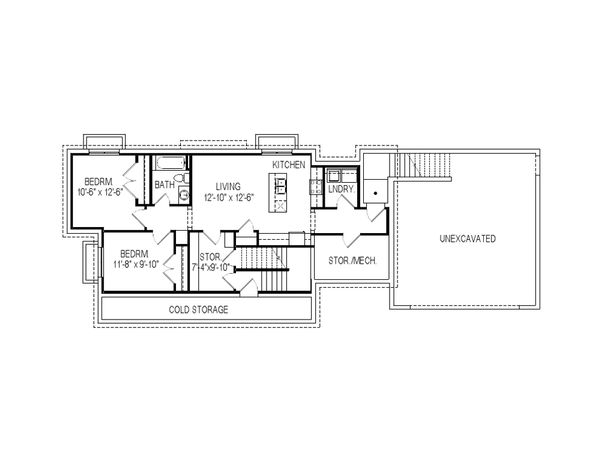 Craftsman Floor Plan - Lower Floor Plan #920-9