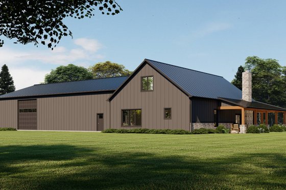 Exterior - Rear Elevation 1 for Barndominium House Plan #1064-198 - 2 bed, 2.5 bath