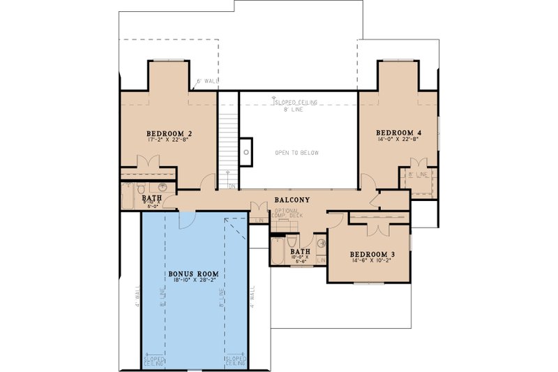 House Blueprint - Floor Plan - Upper Floor for Country House Plan #923-326 - 3 bed, 3.5 bath