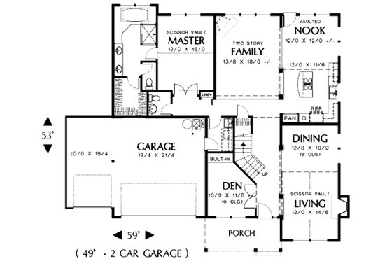Floor Plan - Main Floor for Country House Plan #48-340 - 3 bed, 2.5 bath
