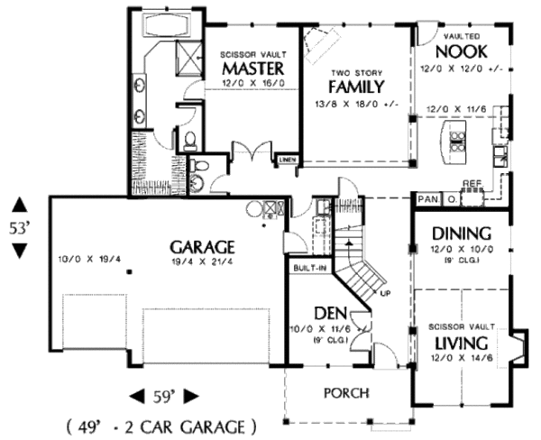 House Blueprint - Country Floor Plan - Main Floor Plan #48-340