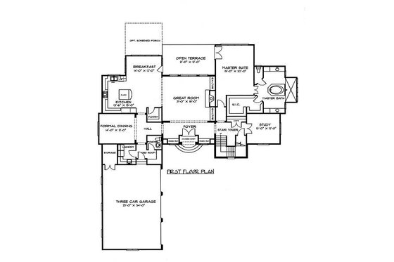 Floor Plan - Main Floor for European House Plan #413-147 - 4 bed, 3.5 bath