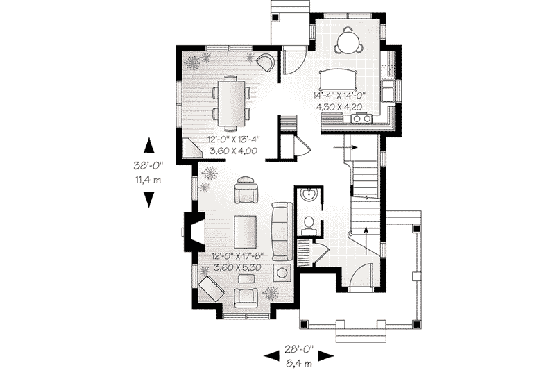Architectural House Design - Floor Plan - Main Floor for European House Plan #23-550 - 3 bed, 2.5 bath