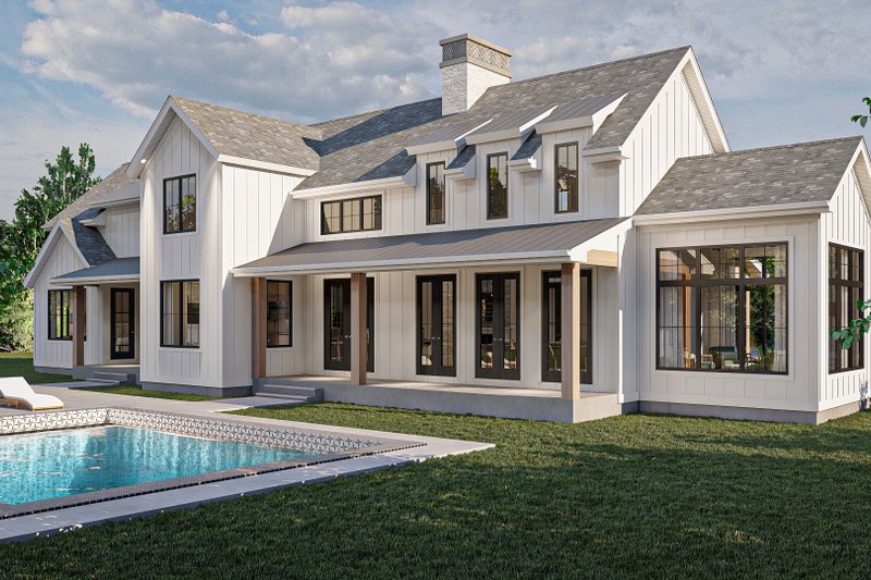 House Design - Exterior - Rear Elevation for Farmhouse House Plan #455-263 - 4 bed, 3.5 bath