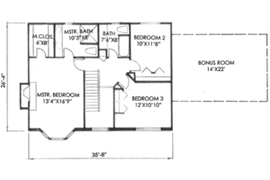 Floor Plan - Upper Floor for Traditional House Plan #136-113 - 3 bed, 2.5 bath