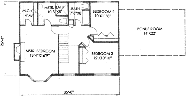 Traditional Floor Plan - Upper Floor Plan #136-113