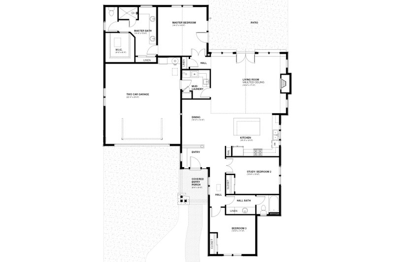 Dream House Plan - Floor Plan - Main Floor for Ranch House Plan #895-90 - 3 bed, 2 bath