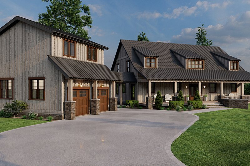 Home Plan - Exterior - Front Elevation 4 for Farmhouse House Plan #923-329 - 5 bed, 3 bath