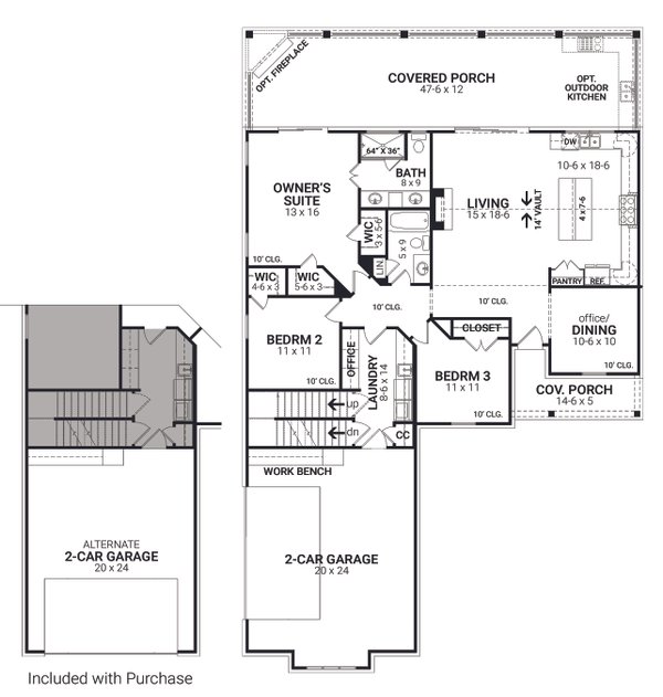 Architectural House Design - Farmhouse Floor Plan - Main Floor Plan #119-437