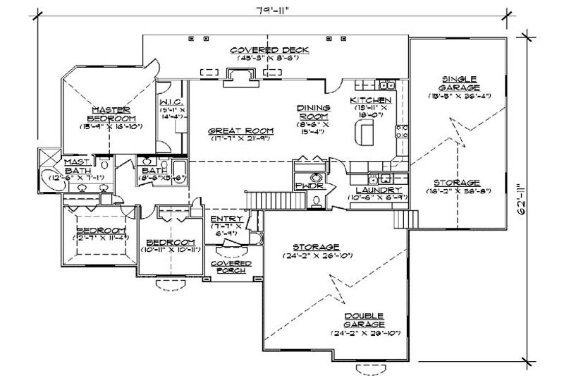 Dream House Plan - Floor Plan - Main Floor for Traditional House Plan #5-342 - 5 bed, 3.5 bath