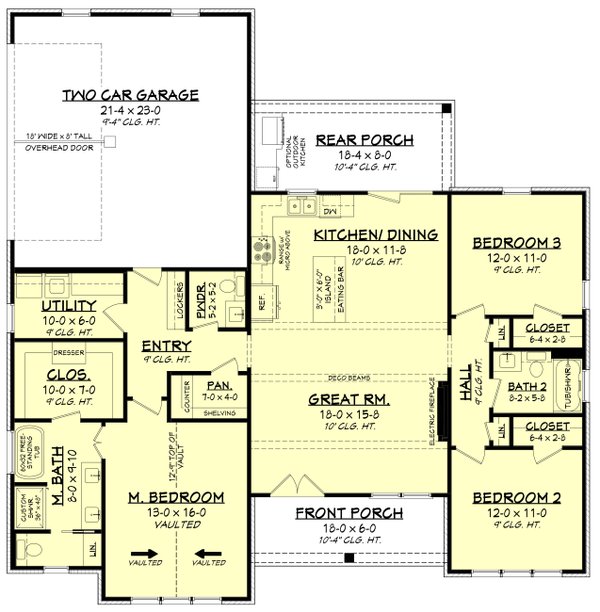 House Plan Design - Floor Plan - Main Floor for Farmhouse House Plan #430-433 - 3 bed, 2 bath
