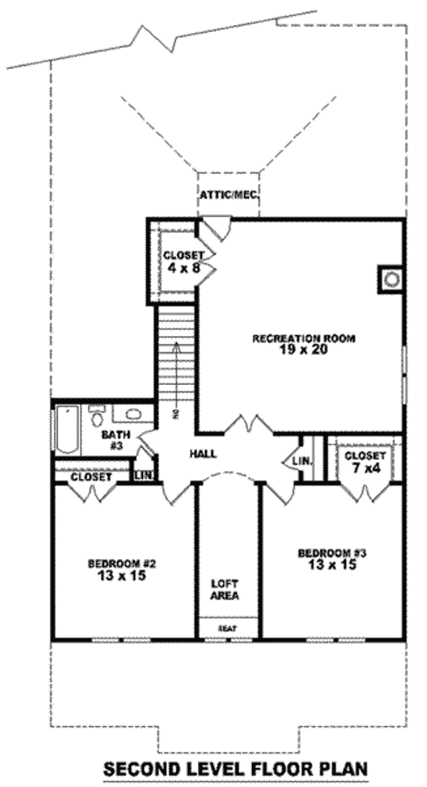 Floor Plan - Upper Floor for Bungalow House Plan #81-950 - 3 bed, 3 bath