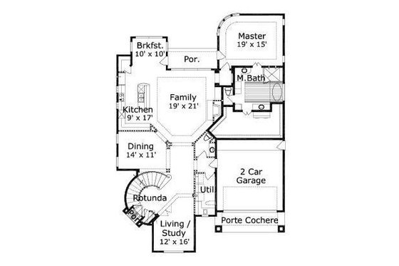 Floor Plan - Main Floor for European House Plan #411-439 - 4 bed, 4.5 bath