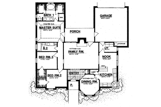 Floor Plan - Main Floor for European House Plan #40-307 - 3 bed, 2 bath