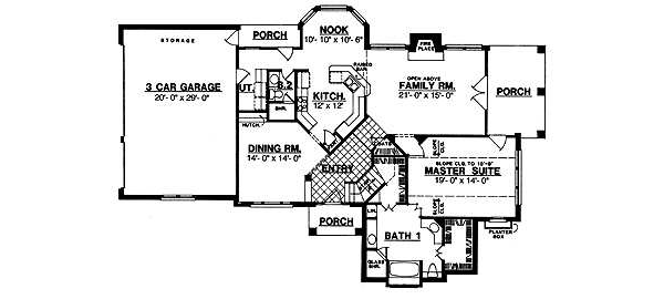 Country Floor Plan - Main Floor Plan #40-137