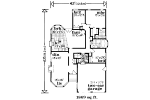 Floor Plan - Main Floor for Traditional House Plan #47-574 - 3 bed, 2 bath