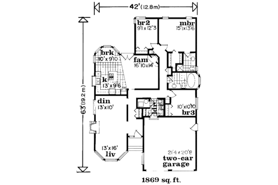 Floor Plan - Main Floor for Traditional House Plan #47-574 - 3 bed, 2 bath
