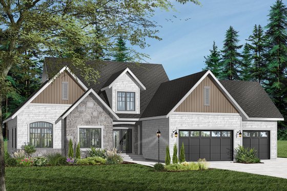 Exterior - Front Elevation 3 for Traditional House Plan #23-401 - 4 bed, 3.5 bath