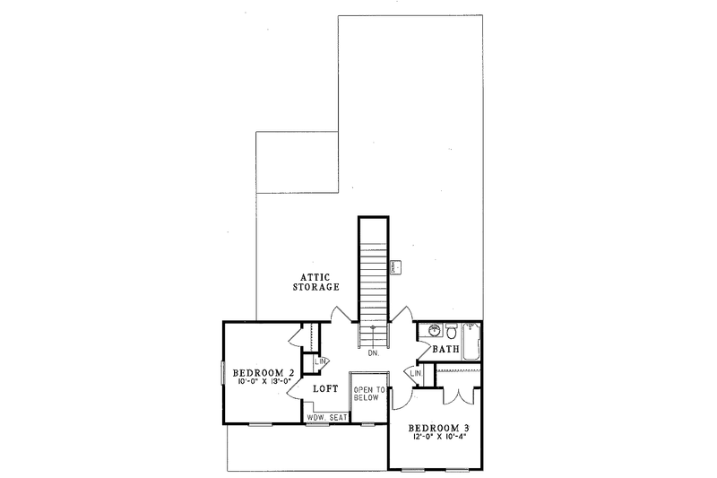 Home Plan - Floor Plan - Upper Floor for Southern House Plan #17-2005 - 3 bed, 2 bath