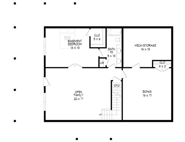 Traditional Floor Plan - Lower Floor Plan #932-467