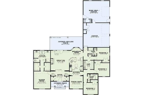 Floor Plan - Main Floor for Country House Plan #17-2913 - 4 bed, 3 bath