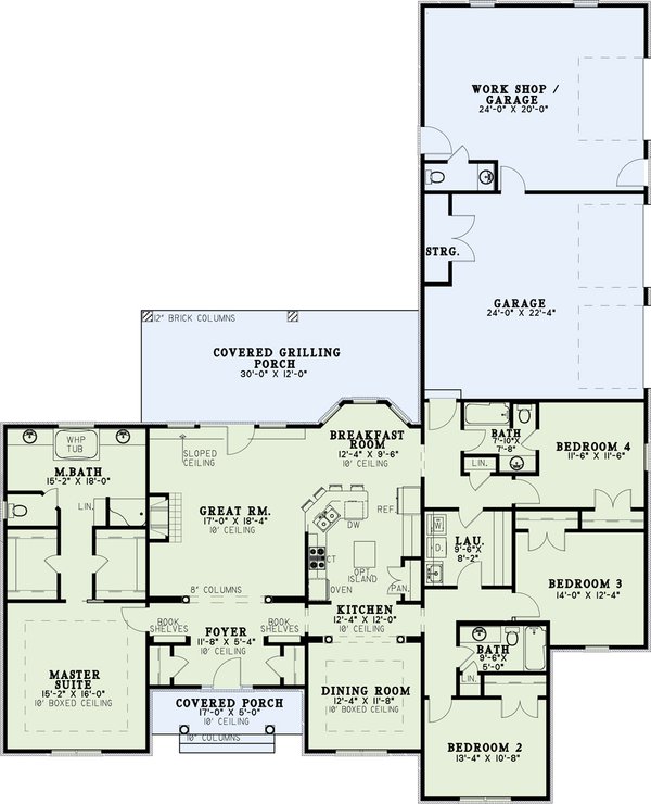 House Blueprint - Country Floor Plan - Main Floor Plan #17-2913