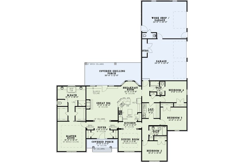 Home Plan - Floor Plan - Main Floor for Country House Plan #17-2913 - 4 bed, 3 bath