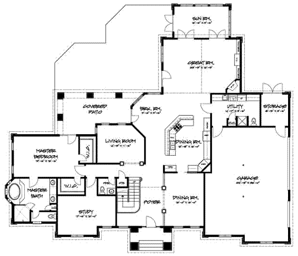 Mediterranean Floor Plan - Main Floor Plan #127-101