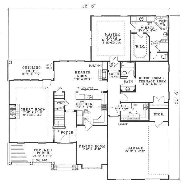 Traditional Style House  Plan  5 Beds 3 Baths 3248 Sq Ft 