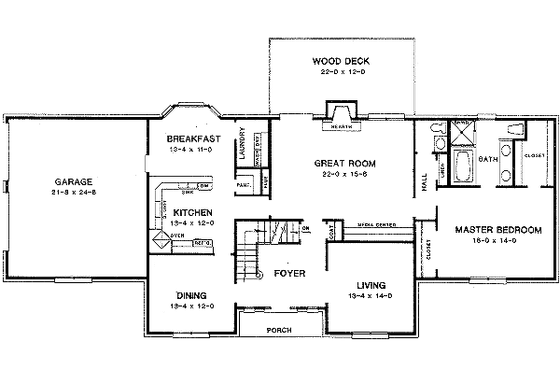 Floor Plan - Main Floor for European House Plan #10-213 - 3 bed, 2.5 bath