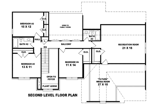 Floor Plan - Upper Floor for Traditional House Plan #81-906 - 4 bed, 3.5 bath