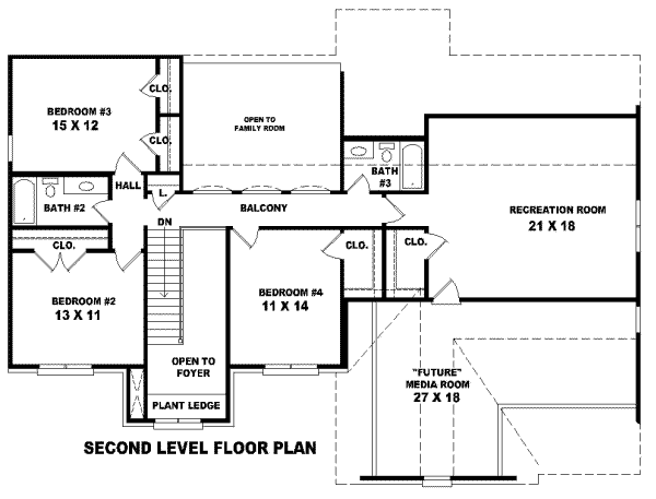 Floor Plan - Upper Floor for Traditional House Plan #81-906 - 4 bed, 3.5 bath