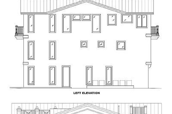 Exterior - Rear Elevation for European House Plan #27-254 - 5 bed, 4.5 bath