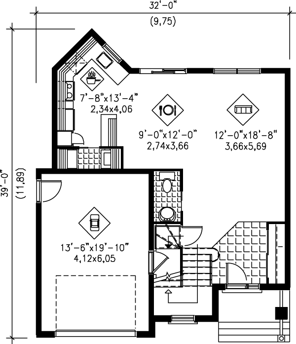 House Plan Design - European Floor Plan - Main Floor Plan #25-2050