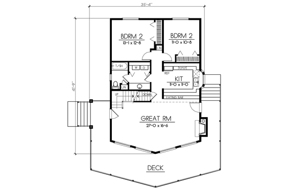 Floor Plan - Main Floor House Plan #100-435 - 3 bed, 2 bath
