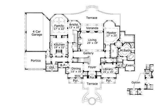 Floor Plan - Main Floor for European House Plan #411-245 - 5 bed, 5 bath